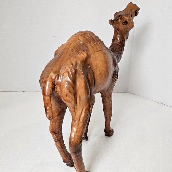 Mid Century Vintage Leather Wrapped Decorative Camel Figure 11 " X 13 " - Picture 3 of 9